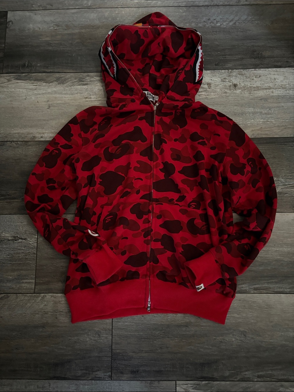 Red Camo Shark Bape Zip Up